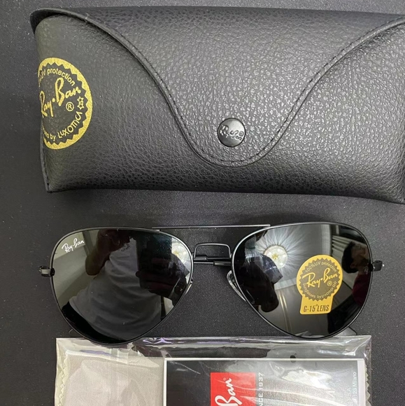 Ray-Ban 3025 Aviator Sunglasses 58mm black Lens black Frame - Picture 3 of 4